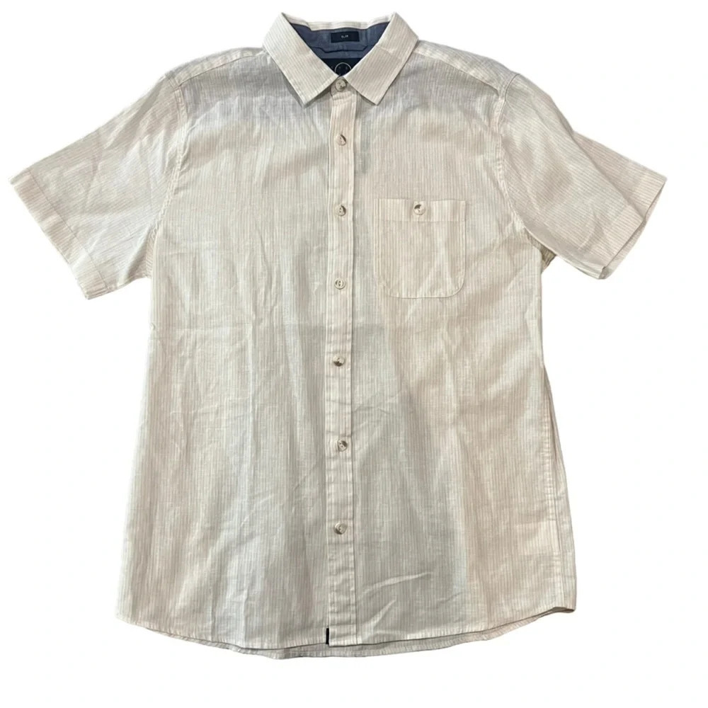 NWT Even‎ Tide Men's Kai Short Sleeve Linen Shirt Size Medium